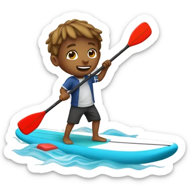 French boy on paddle board sticker
