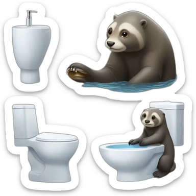 Loutre sur un éléphant qui est au toilette sticker