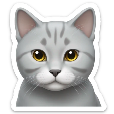 Light grey and white British shorthair cat sticker