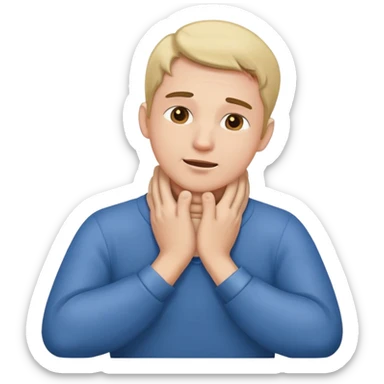 Guy holding his neck with both hands sticker