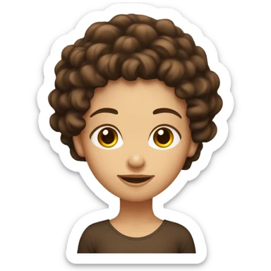 fille cheveux bouclés brun foncé long, avec de la peaux pale sticker