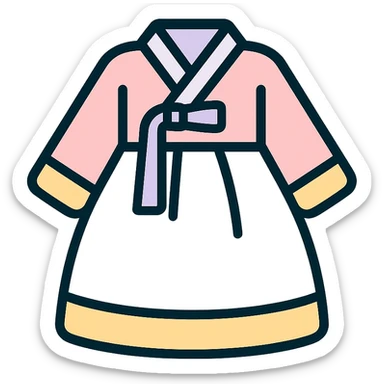 adorable hanbok icon, pastel colors, soft lines, traditional Korean dress sticker