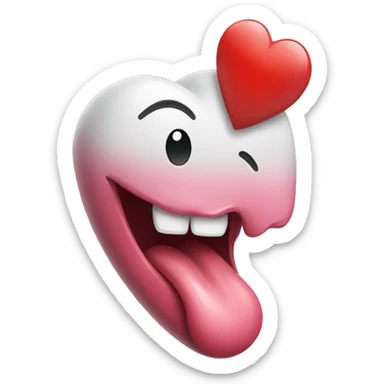 Tongue hanging out with love heart sticker