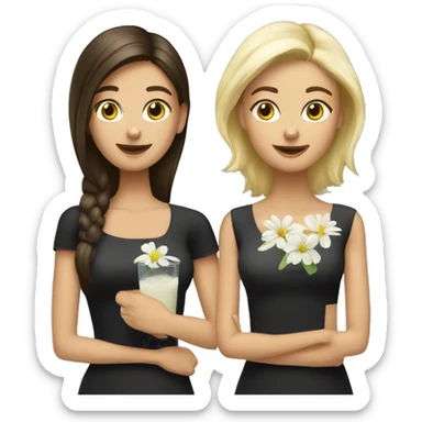 Brunette and a blond having margeritas sticker
