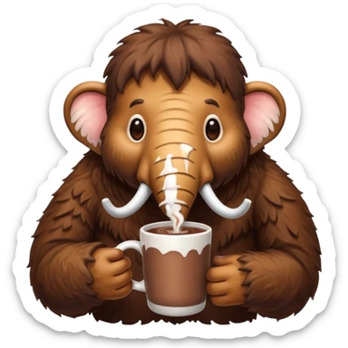 A mammoth who drinks a hot chocolate sticker