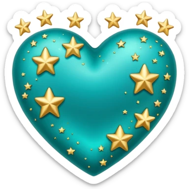 Teal heart with little stars sticker