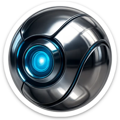 chrome style futuristic AI orb sticker