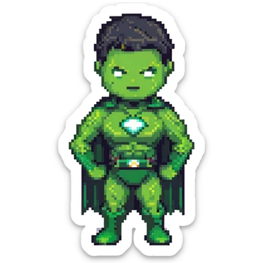 Hulk smashing, green superhero in action pose sticker