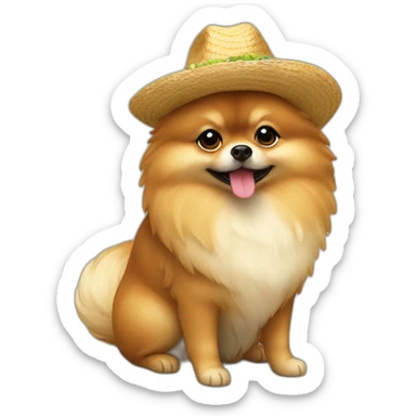 Pomerania vestido con traje y sombrero sticker