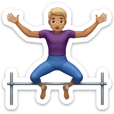 Make an emoji of a guy jumping onto a  metal bar sticker