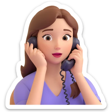girl talking on phone bedroom background, close up pose sticker