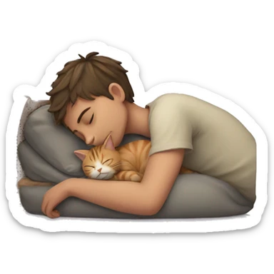 sleeping boy with cat sticker