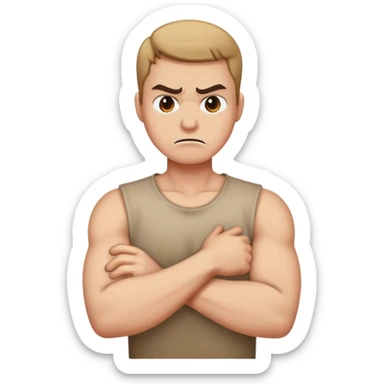 arms crossed holding neck angry sticker