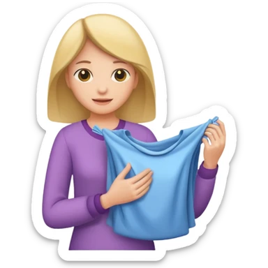 woman holding laundry sticker