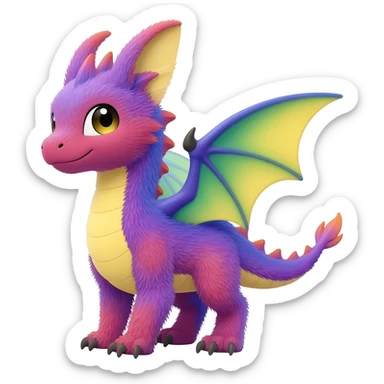 P moe meow meow cute fuzzy realistic Randomly-faerie-drake-colored exotic Fakémon-creature sticker