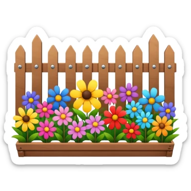 flower bed with a small fence sticker