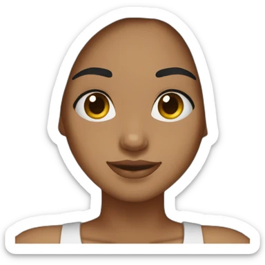 Brown girl ear pierced long black hair sticker