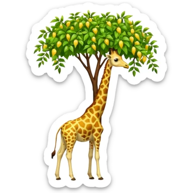 giraffe eating leaves from a tree sticker