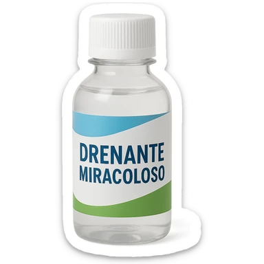 boccetta di drenante da bere, con la scritta "DRENANTE MIRACOLOSO" SULL'ETICHETTA sticker