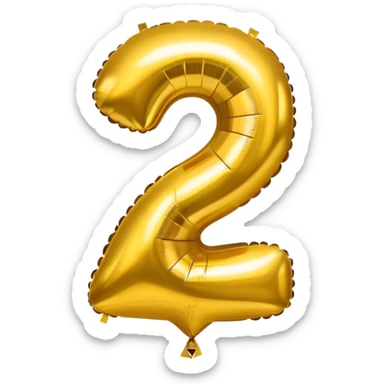 the number 2 in gold balloons sticker
