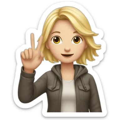 white girl showing three fingers on one hand sticker