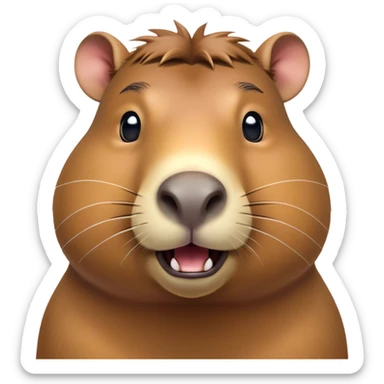 Cinematic Comical Capybara Portrait Emoji, Head tilted dramatically with an exaggeratedly shocked expression, featuring a robust, rotund build and a distinct capybara head with a broad snout and small ears, with wide, comically expressive eyes full of humorous disbelief, Simplified yet hilariously expressive features, highly detailed, glowing with a slightly sassy natural glow, high shine, dramatic yet playful, stylized with an air of quirky charm, soft glowing outline, capturing the essence of a meme-worthy capybara that looks ready to side-eye its way into viral fame! sticker
