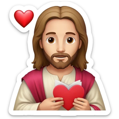 Jesus holding valentine card sticker