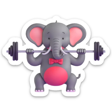 elephant lifting a barbell sticker