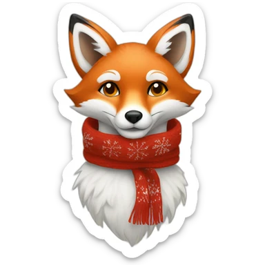 fox with christmas scarf sticker