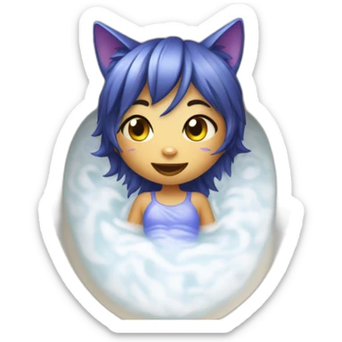 Cat girl in bath sticker