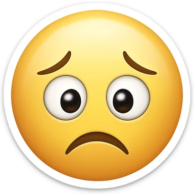 Make the disappointed face emoji look even more sad, with a deeper frown, more droopy eyes, and a more expressive sad emotion. The style should be classic emoji style with a transparent background. sticker
