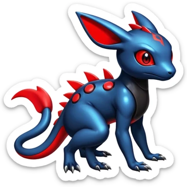 Cute Shiny Guilmon-Salandit-Umbreon-Fakémon-hybrid-creature (full body)  sticker