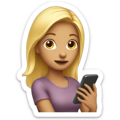 Girl scrolling phone sticker