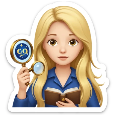 emoji of a girl with long hair reading a horoscope sticker