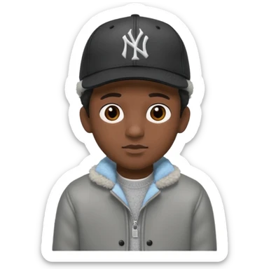 Cappellino New Era New York nero e persona con giubbotto di pecora grigio e anche la lana grigia sticker