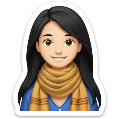 A person with long hair and wearing a kochi scarf  sticker