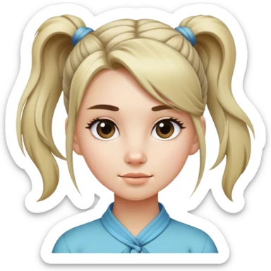 A little cool toned girl with thick medium length hair tied in a pony sticker