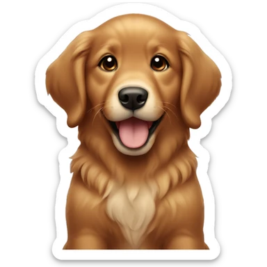 A dark red golden retriever puppy smiling  sticker