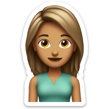 Chica con cabello castaño y ojos marrones  sticker