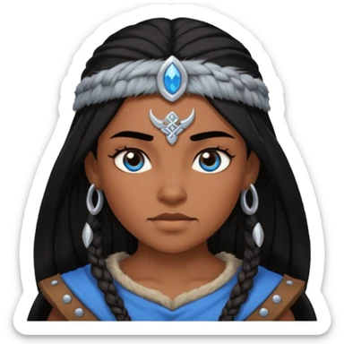 Viking female brown skin slave with blue eyes and black hair  sticker