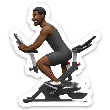 Man exercising really hard on an indoor bike sticker