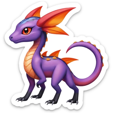 Colorful Translucent Tricky Hot Handsome Meloetta-Salandit-Nargacuga-Pokémon-Fakémon-fusion-hybrid-creature sticker