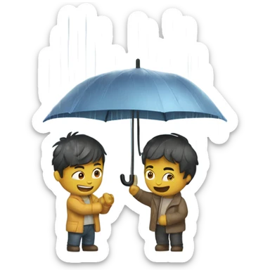 friends playing down of the rain  sticker