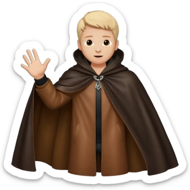 Cloak blowing away, character reaching after it sticker
