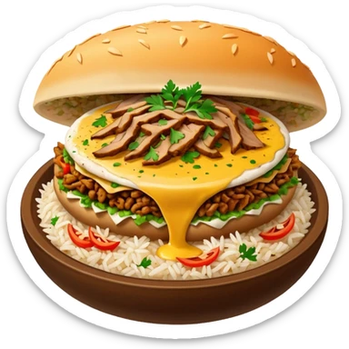 rice topped with döner sticker