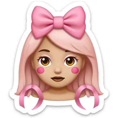 Emoji with pink bows and blushing  sticker