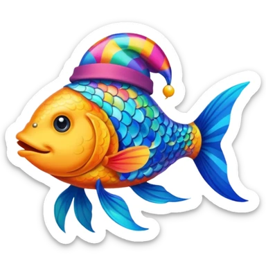 poisson avec chapeau sticker
