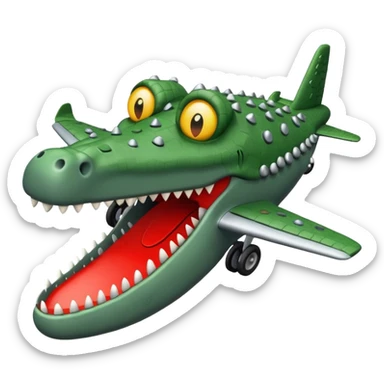 Un avions com cara de cocodrlilo i el cuerpo gris sticker