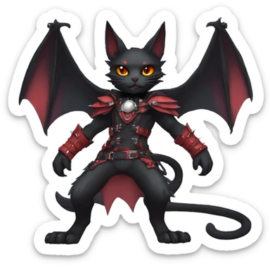cool edgy black punk red ethereal fantasy nargacuga-bat-cat-Fakemon collar harness full body sticker