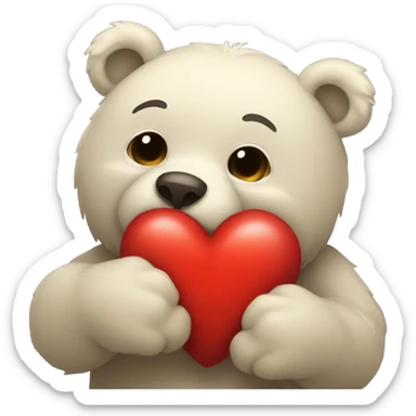 Bear hug a red heart sticker